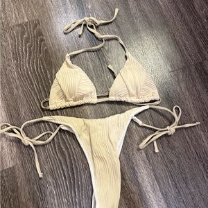 SHEIN Textured Cream Bikini Set